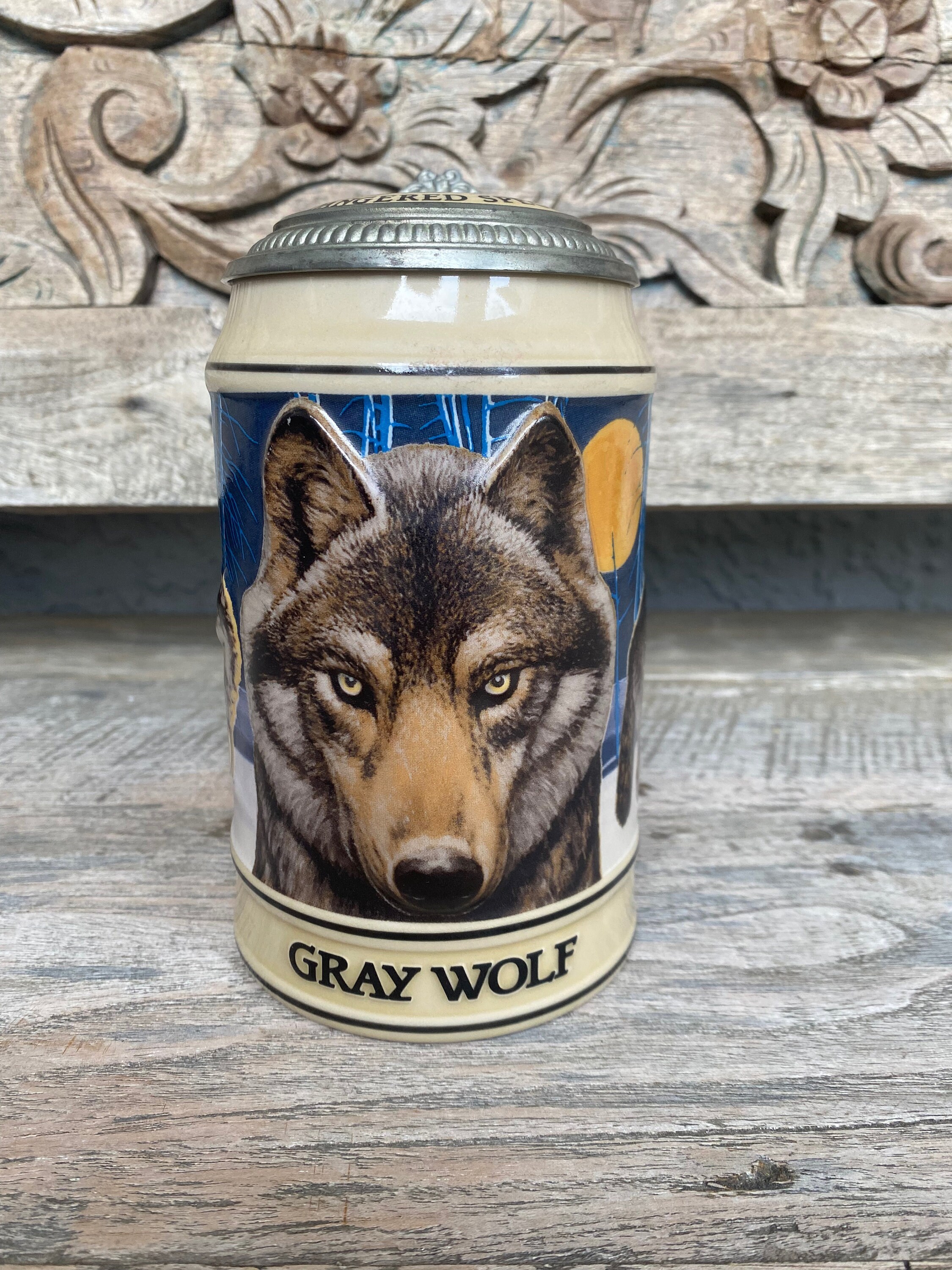 Budweiser 1993 Gray Wolf Endangered Species Ceramic Stein - Etsy