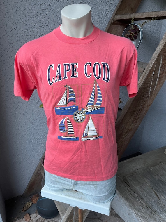 Cape Cod 1980s soft coral cotton sailboat vintage 