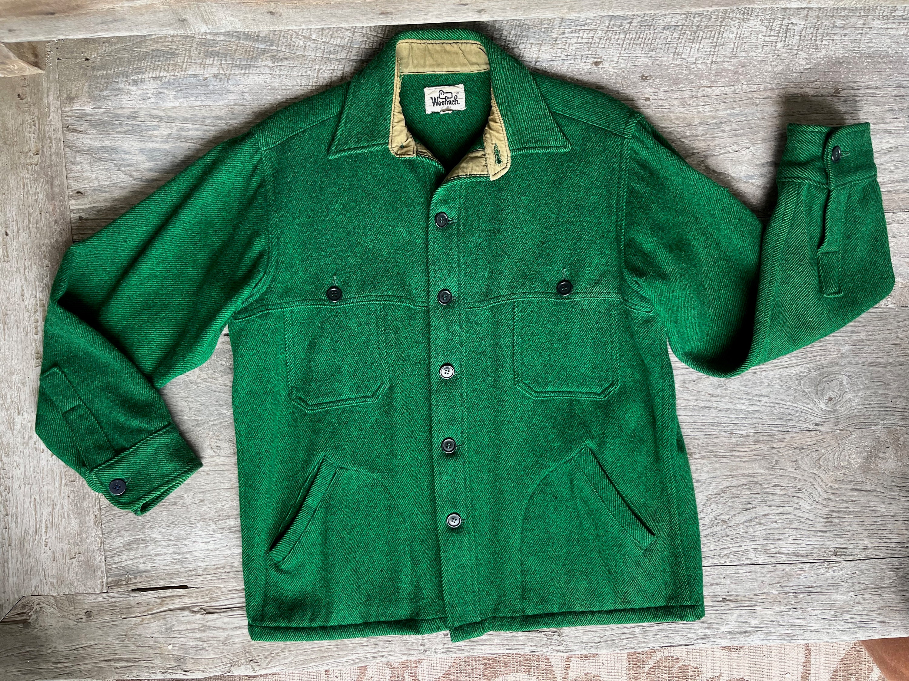 Woolrich Vintage 1960s Wool Long Sleeve Shirt/jacket Muted Greens 