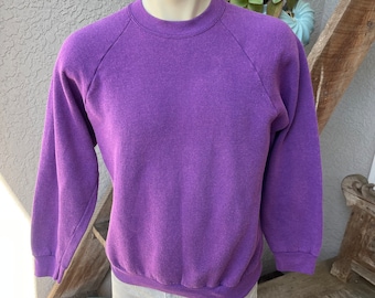 Purple heather 1980s blank soft vintage sweatshirt - size large