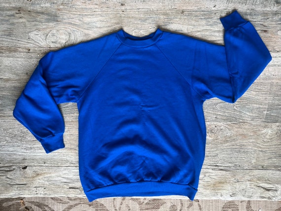 1980s soft royal blue plain 1980s blank vintage s… - image 1