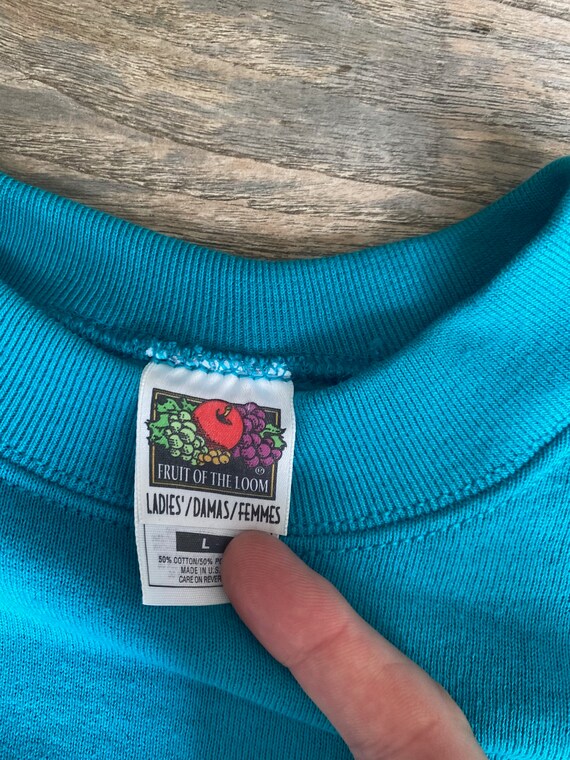 Vintage 1990s soft blank teal sweatshirt - size m… - image 6