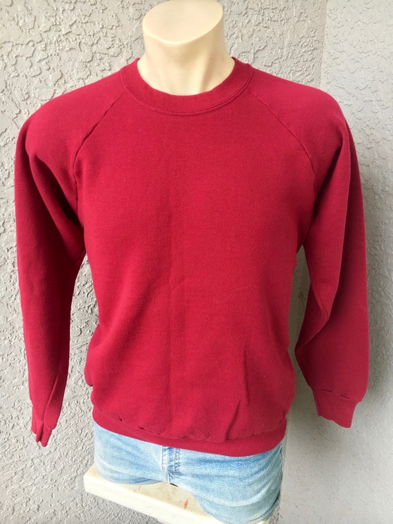 Deep red 1990s blank soft vintage sweatshirt - siz