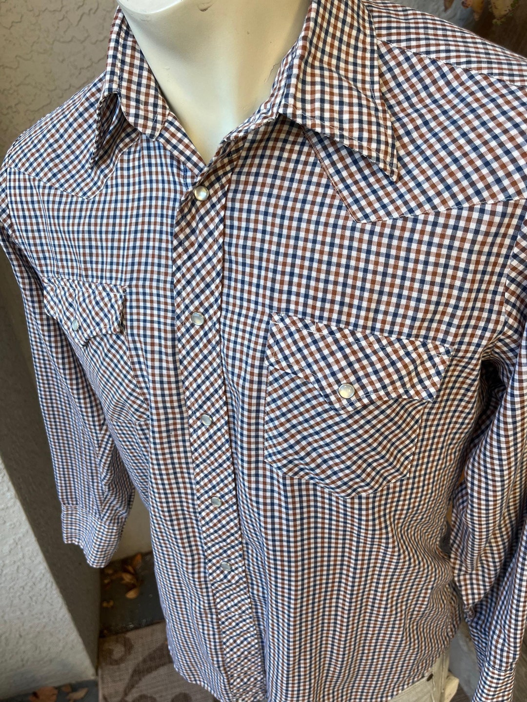 Vintage Pearl River Clothing Co. Crazy Patterned Colour Block Cowboy Western Long Sleeve Shirt