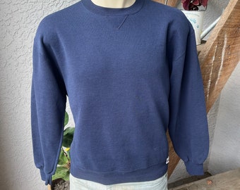 Dark blue plain 1980s blank vintage sweatshirt - size medium