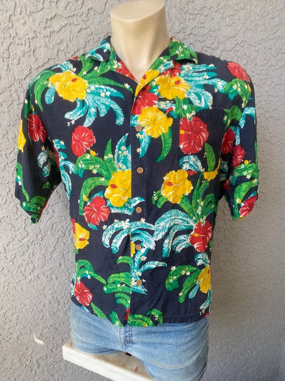 Islander 1980s vintage rayon Hawaiian shirt blue w