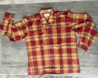 Vintage 1960s long sleeve plaid collared shirt size large 16