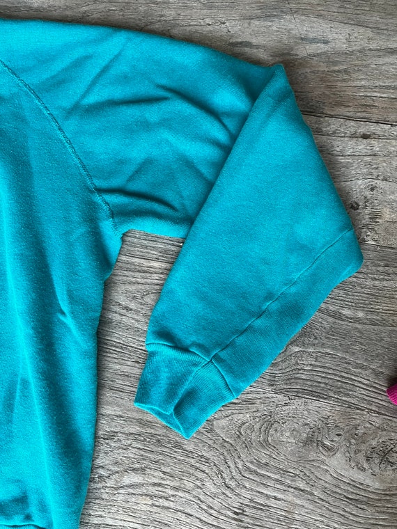 Vintage 1980s blank blue-green sweatshirt - size … - image 2