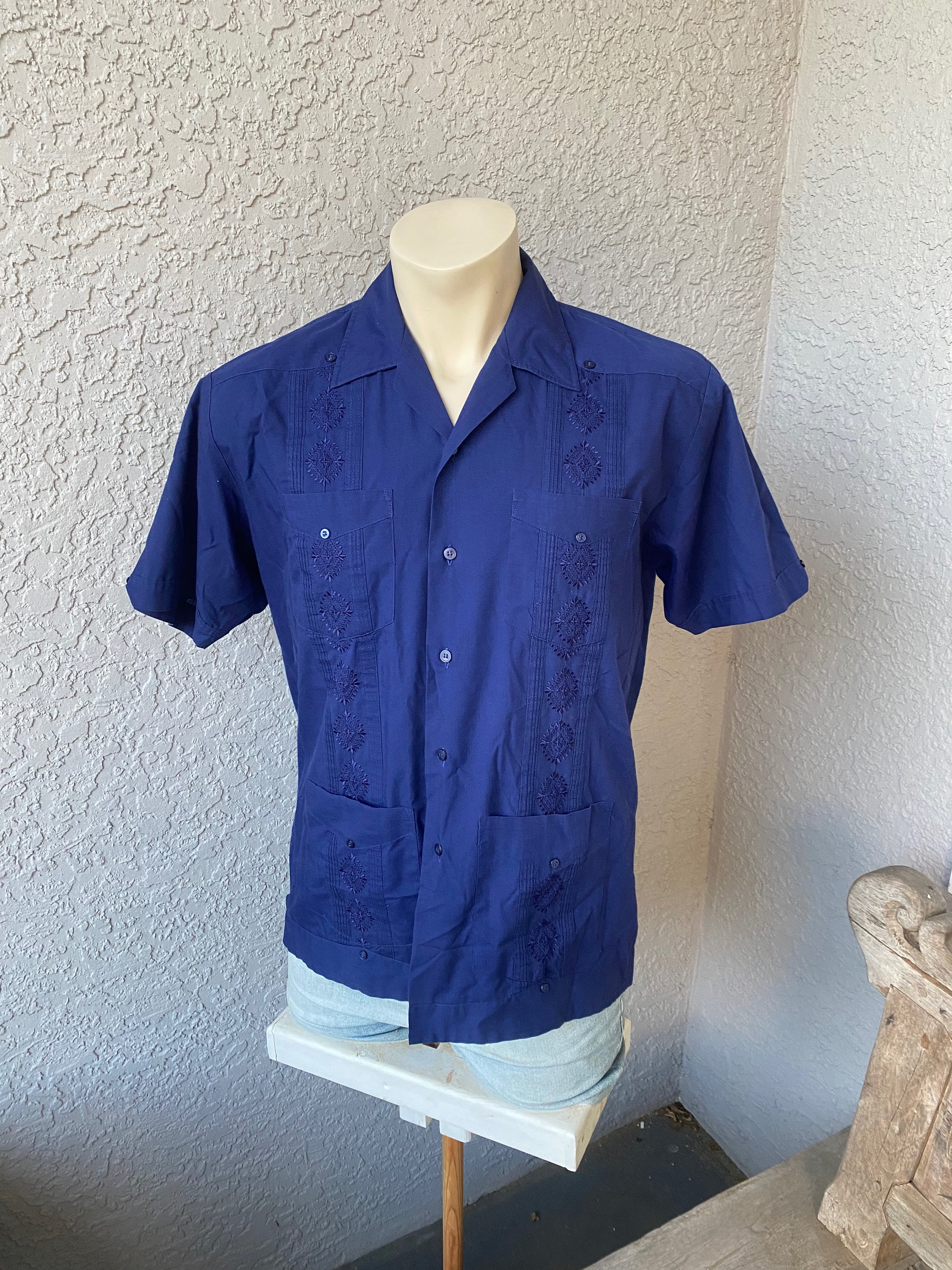 vintage jaren 80 Haband Guayabera volledige rits shirt lounge bruiloft shirt Kleding Herenkleding Overhemden & T-shirts Overhemden sz 3XL 