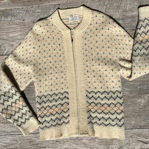 Sears 1960s Wool, Mohair Acrylic Blend Vintage Knit Cardigan Zip