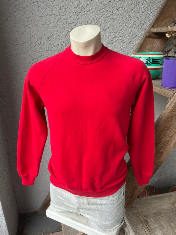 Red 1980s blank soft vintage Jerzees sweatshirt - 
