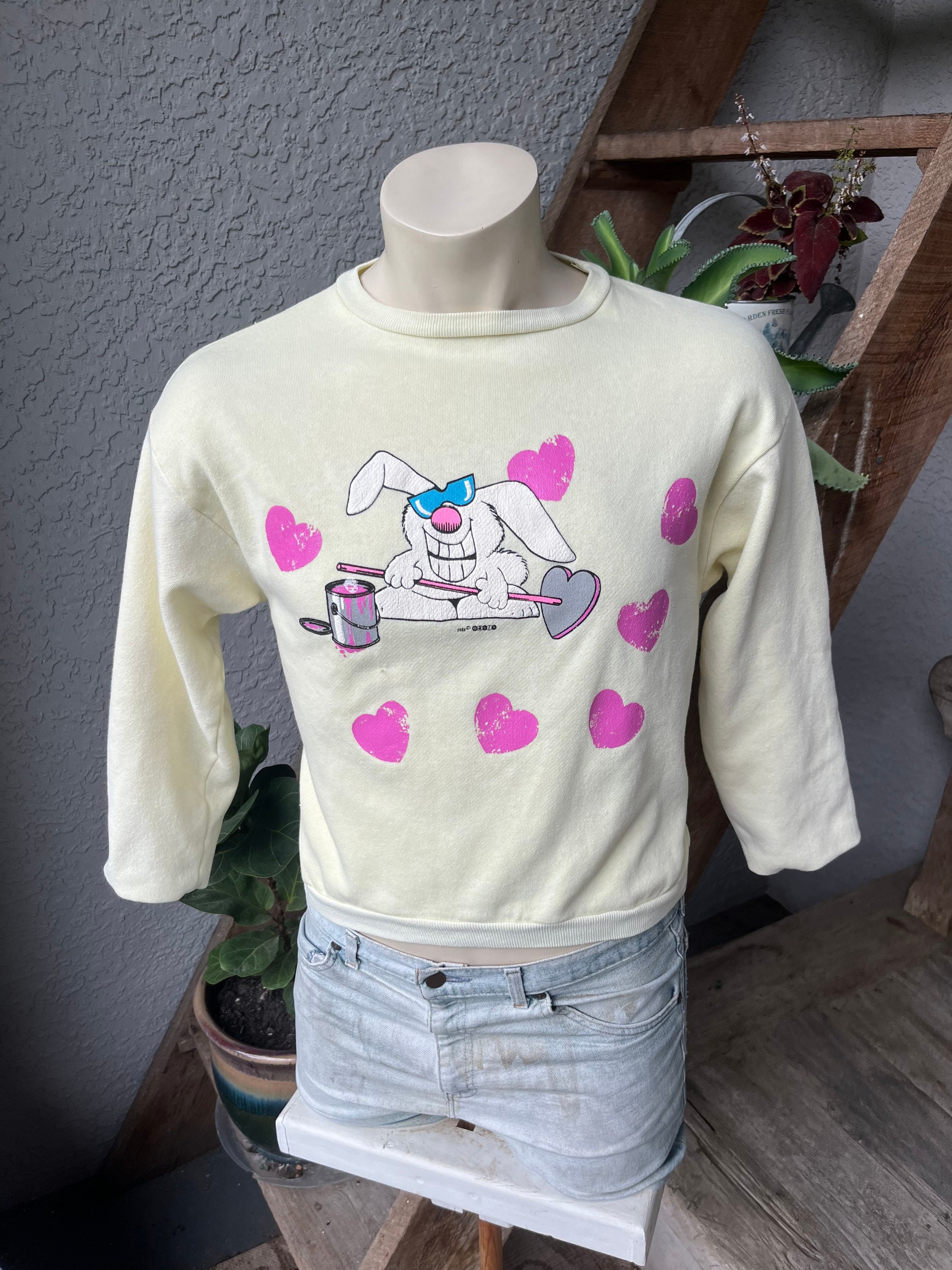 Cool Bunny Painter 1980s Soft Distressed Vintage Sweatshirt - Etsy