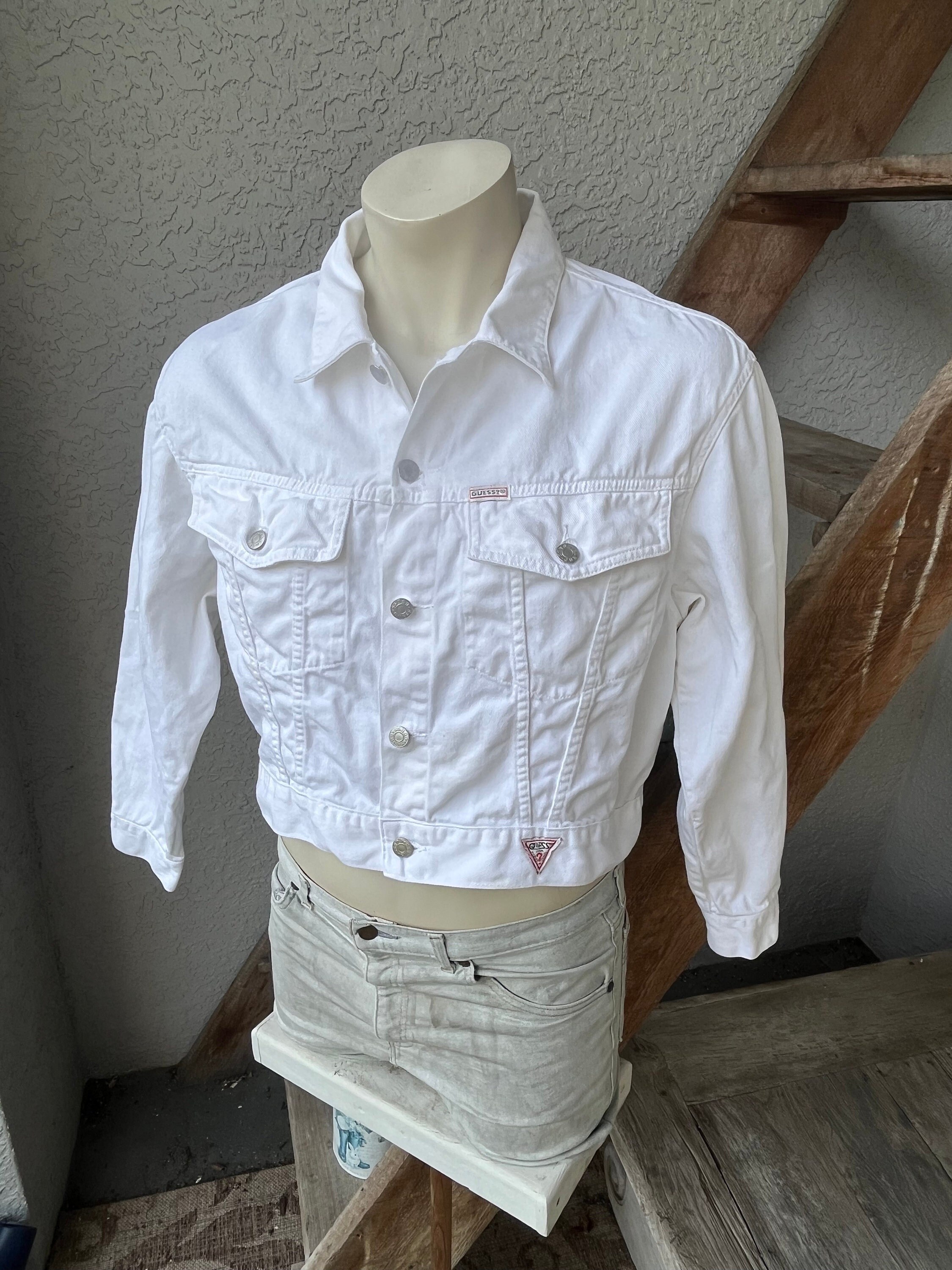 Vintage Guess Windbreaker Jacket L 1/4 Zip Pullover Smock