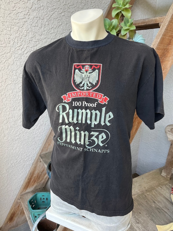 Rumple Minze Schnapps 1990s vintage tee faded bla… - image 1