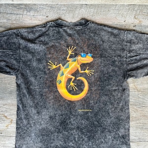 Tucson Arizona 1996 vintage t-shirt z jaszczurką - acid wash czarno-biały rozmiar XL