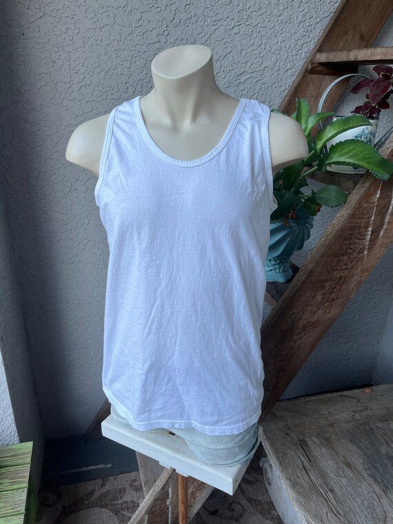 Lee 1990s vintage soft thin blank white tank top … - image 2