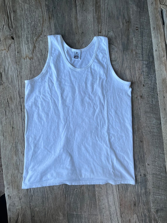 Lee 1990s vintage soft thin blank white tank top … - image 1