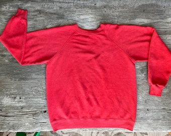 Heather faded red 1980s plain soft lightweight vintage sweatshirt - Hanes size medium 38-40