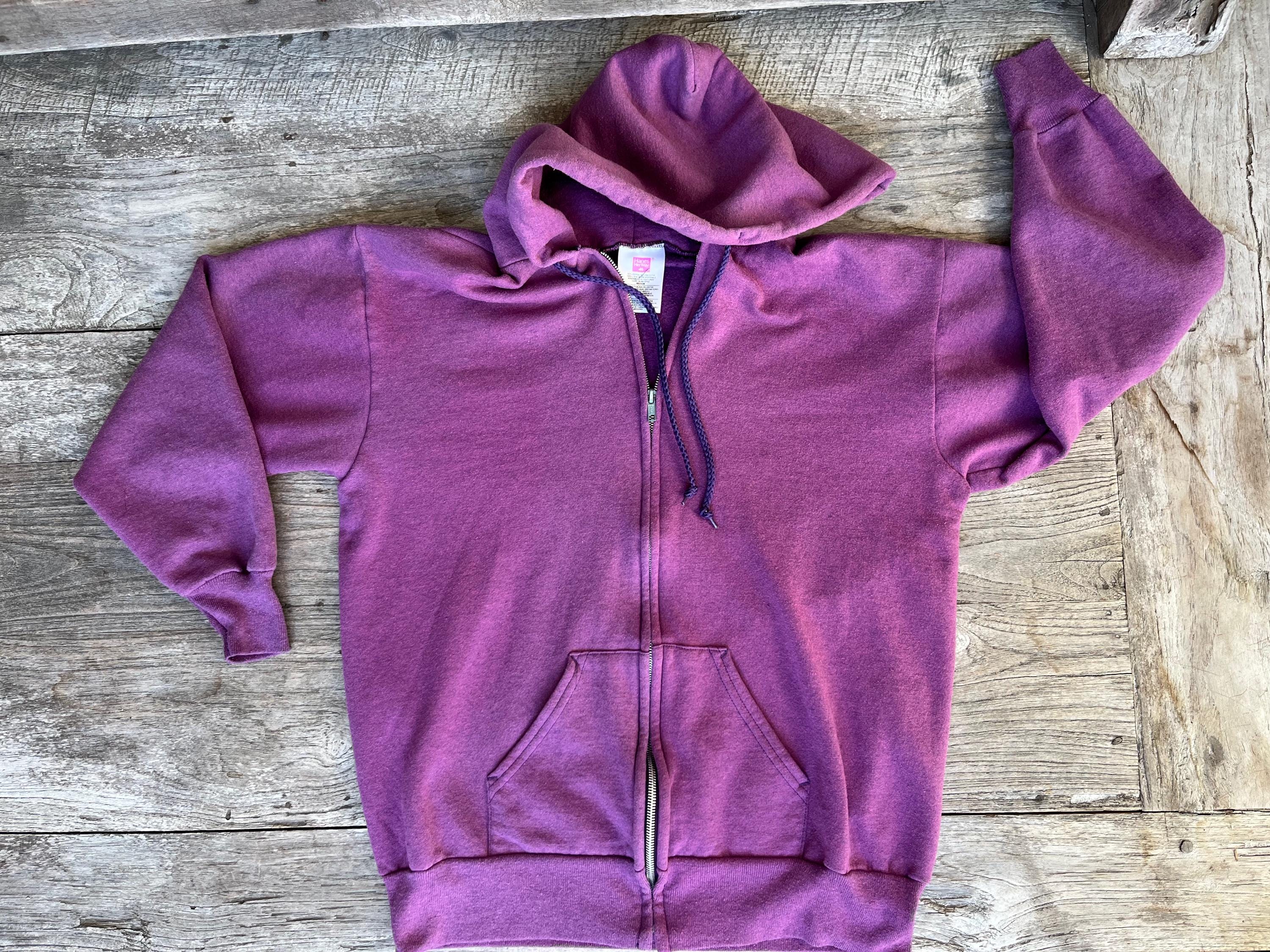 トップス Hanes 90s Vintage Full Zip Hoodie Faded Vintage 90s Hanes Zip-up Hoodie – Heather Purple Sweatshirt, Made