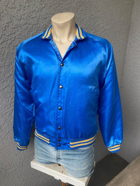 Powder blue 1980s vintage button up nylon jacket -