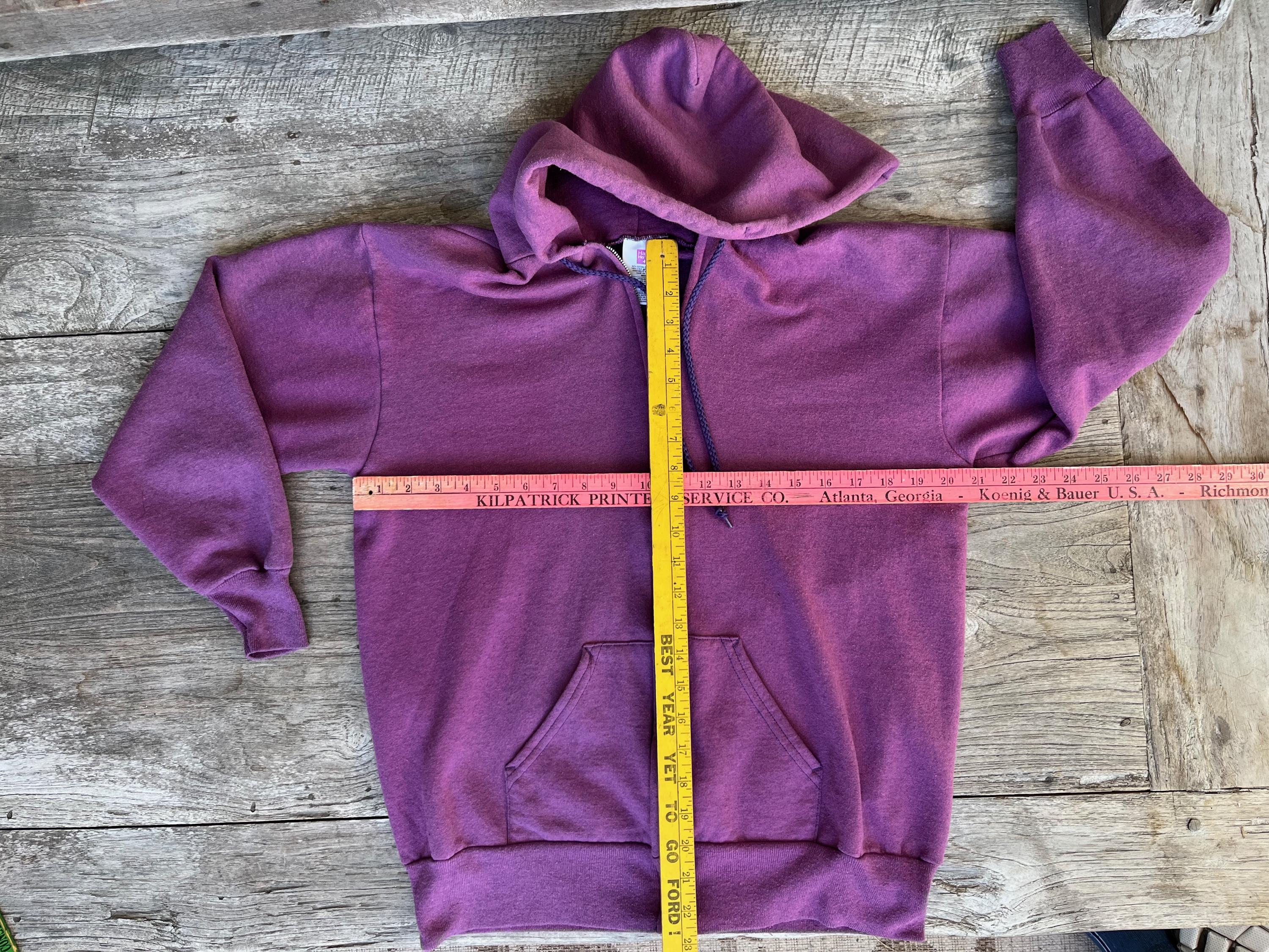Vintage 90s Hanes Zip-up Hoodie – Heather Purple Sweatshirt, Made