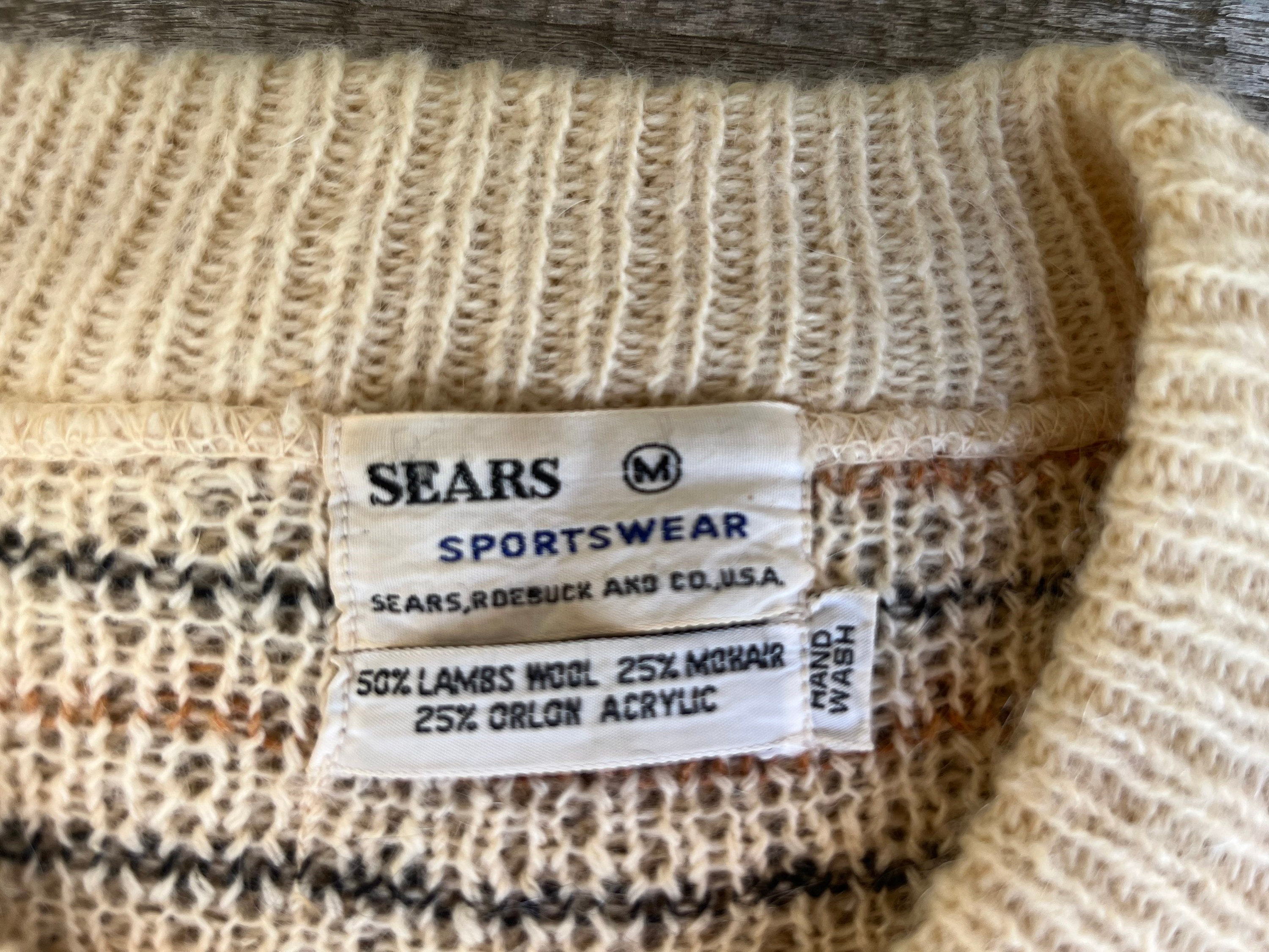 Sears 1960s Wool, Mohair Acrylic Blend Vintage Knit Cardigan Zip