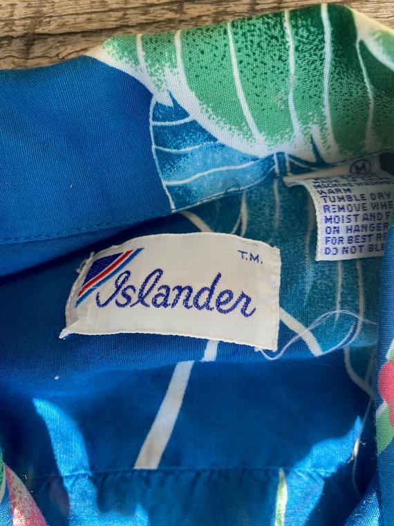 Islander 1980s vintage rayon Hawaiian shirt blue … - image 5