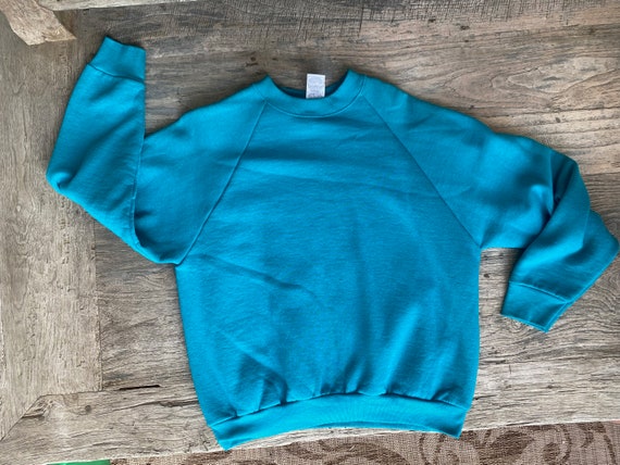 Vintage 1990s soft blank teal sweatshirt - size m… - image 1