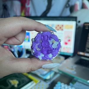 White bow purple decoden phone grip