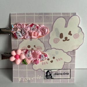 Pink flower decoden hair clips