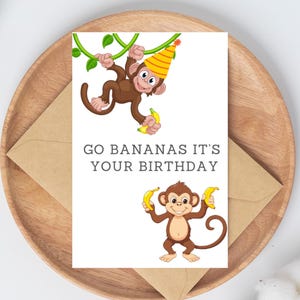 Go Bananas it your birthday! | Birthday Card Printable | Digital Birthday Card | Printable Happy Birthday Card | Digital Download Card