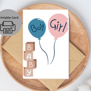 Carte imprimable de baby shower pour nouveau-né, garçon ou fille, félicitations pour le nouveau-né, téléchargement immédiat