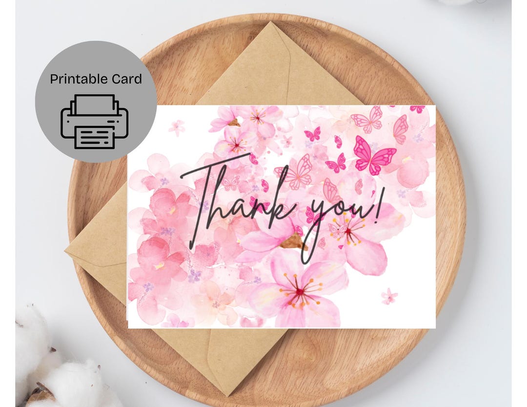 Floral Thank You Card: Printable Card for Family (instant Download) - Etsy