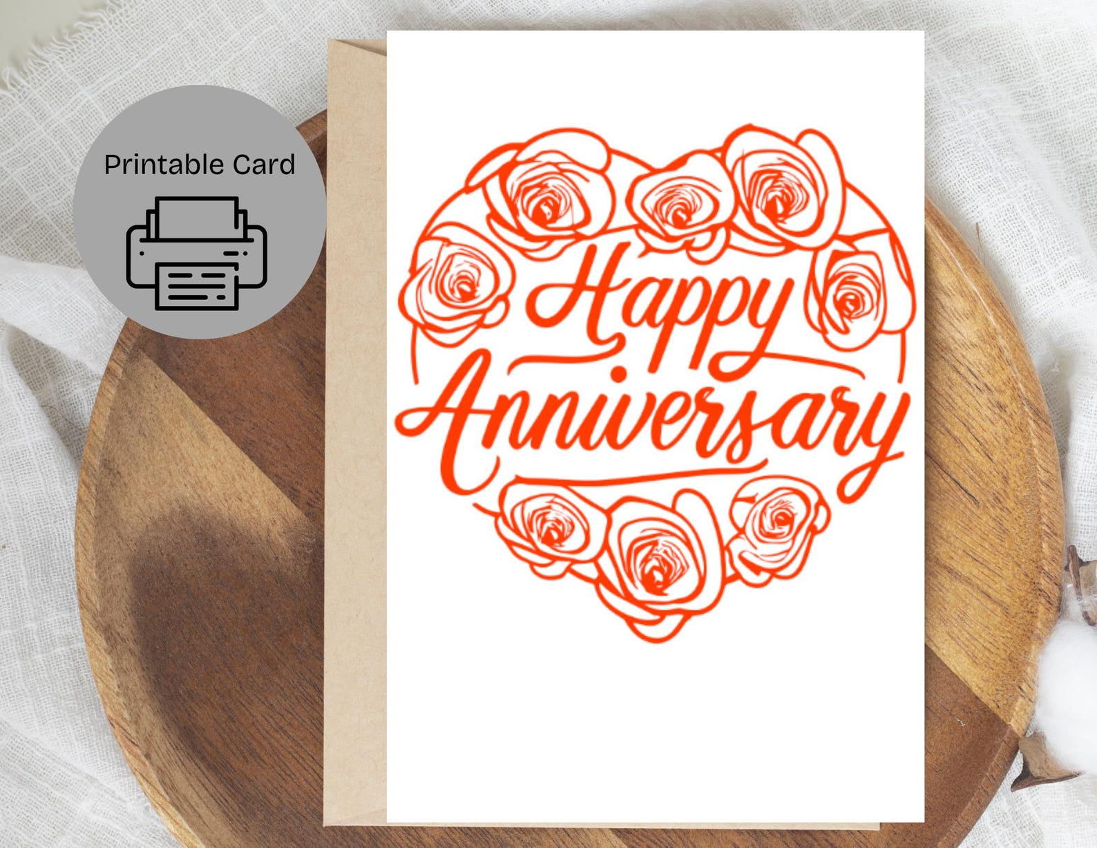Happy Anniversary Card With Roses (printable PDF) - Etsy