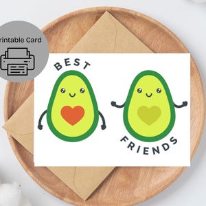 Tarjeta imprimible para mejor amiga / Tarjeta para mejor amiga / Tarjeta de aguacate para mejor amiga / Impresión en casa / Archivo digital imprimible / Descarga instantánea en PDF