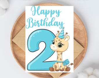 Feliz aniversário 2 anos cartão de aniversário para impressão