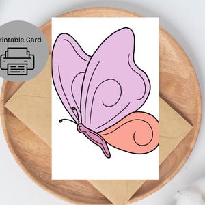 Cartão de borboleta, ótimo para qualquer ocasião, borboleta para melhorar logo, parabéns e muito mais, cartão de aniversário para impressão, download instantâneo