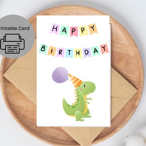 Dinosaur Happy Birthday Printable Birthday Card, Instant download