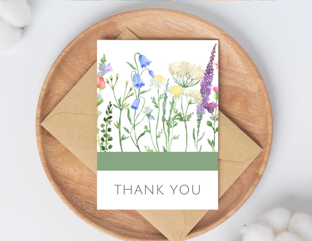 Floral Thank You Card: Printable Watercolor Design (PDF) - Etsy