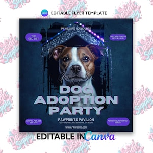 Pet Adoption Flyer  Canva Template | Customizable Event Flyer | Cute & Pet-Friendly Design | Instagram Post | Social Media Post