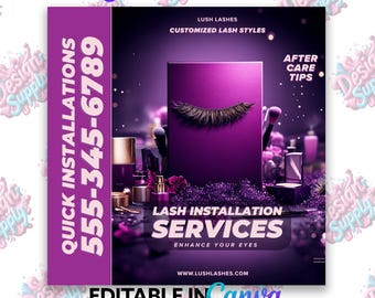 Lash Tech Flyer Template: Editable Beauty Salon Marketing (Canva Design)