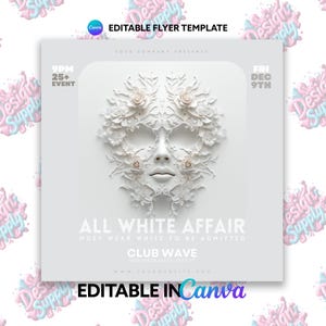 All White Party Flyer | Editable Canva Template | White Party Invitation | Instagram Post | Social Media Post