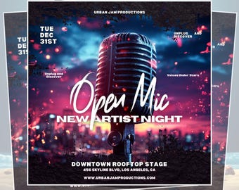 Open Mic Night Flyer Template: Editable Canva Design