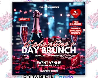 Valentines Day Flyer Template | Galentines Flyer | Galentines Party Flyer | Valentines Brunch Flyer | Galentines Brunch Flyer