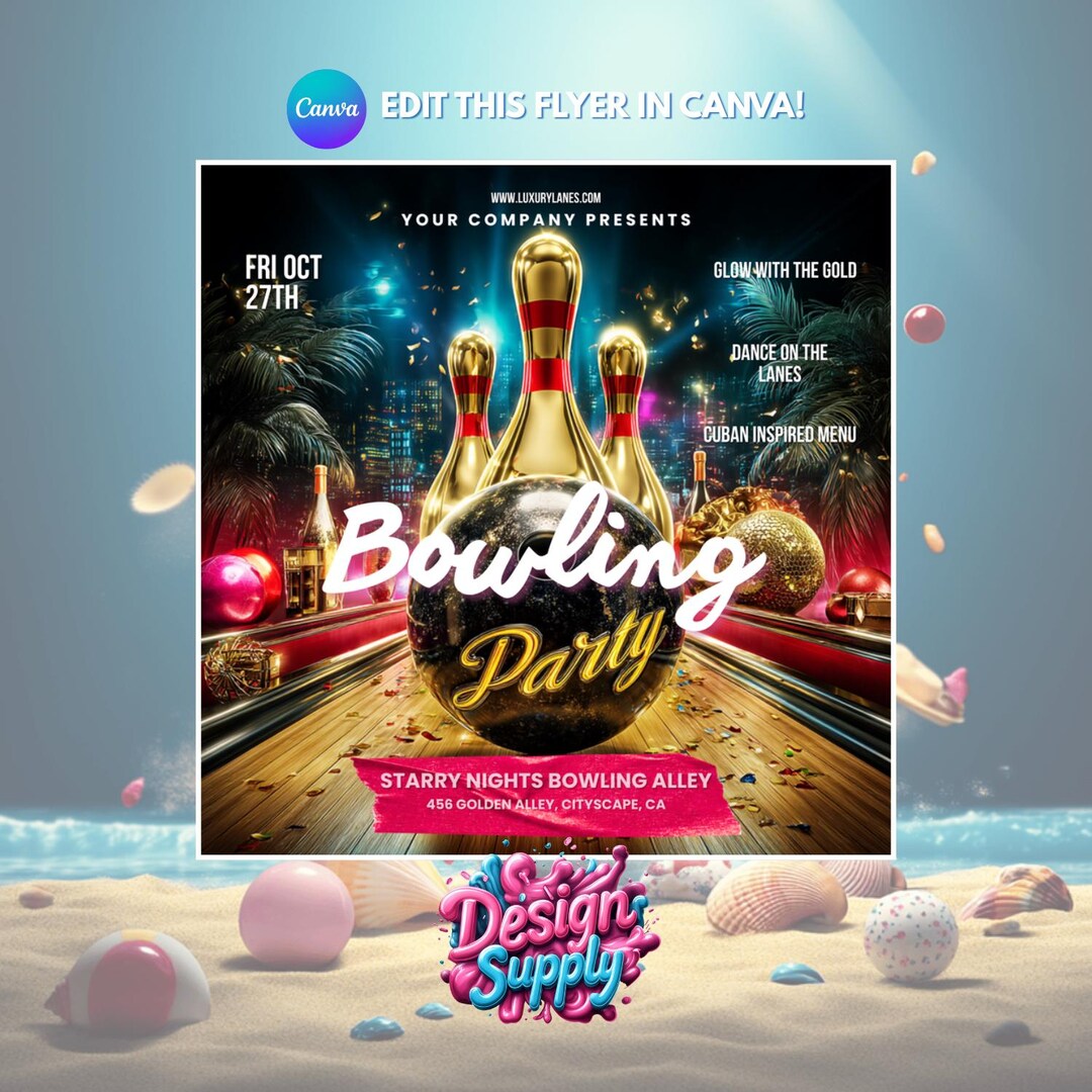 Image 9 for Bowling Party Flyer Template