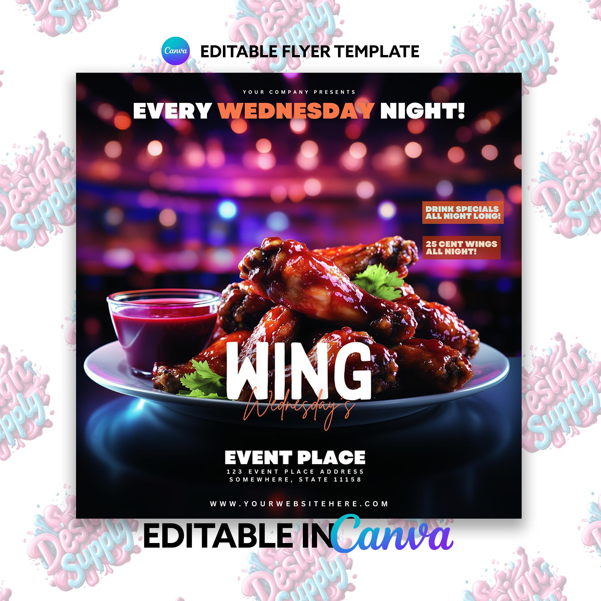 Restaurant Flyer Template | Wing Wednesday | Wings Flyer | Wing