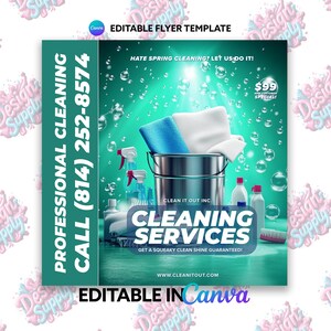 Reinigungsservice Flyer Vorlage | Bearbeitbares Canva Design | Haushalt Werbung Ad | Maid Service Marketing Flyer Layout