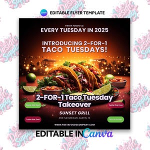 Taco Flyer Template | Taco Tuesday Flyer | Birria Taco Flyer | Taco Party Invite | Social Media Templates | Taco Party Invitation