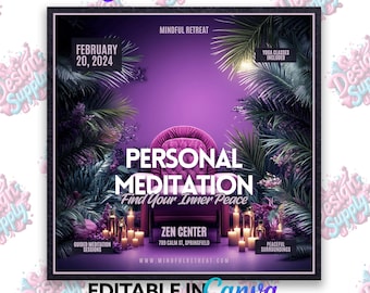 Meditation Flyer Template | Retreat Flyer | Self Care Flyer | Meditation Flyer PNG | Spiritual Event Flyer | Retreat Invitation