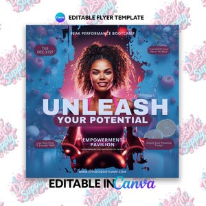 Szablon Canva Unleash Transformation | Edytowalny projekt ulotki | Idealny na imprezy lub wydarzenia klubowe | Post na Instagramie | Post w mediach społecznościowych